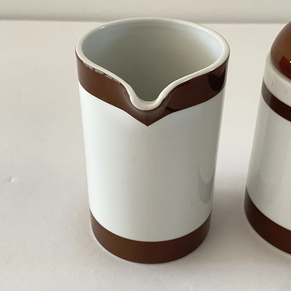 Williams‎ Sonoma Chocolatier Sugar Bowl & Creamer Set Brown White Japan
